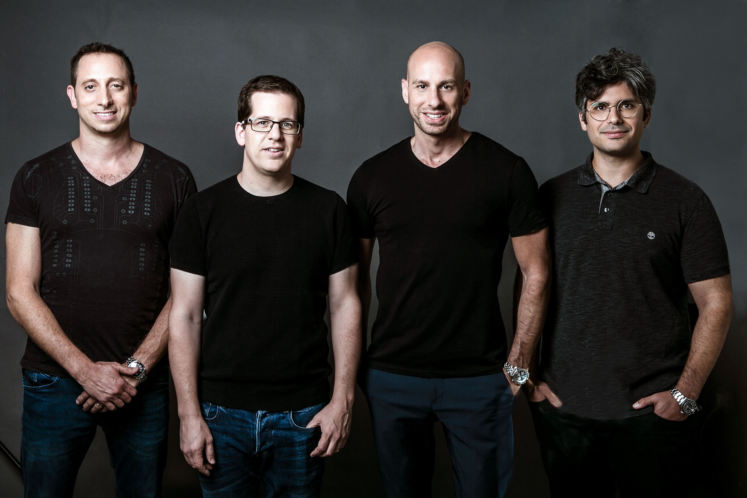 Skyline AI founders Iri Amirav (left), Guy Zipori, Amir Leitersdorf, Or Hiltch Photo: Shachaf Haber